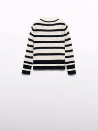 Camisola tricot riscas Preto (Preto)  para Menina - Abel & Lula