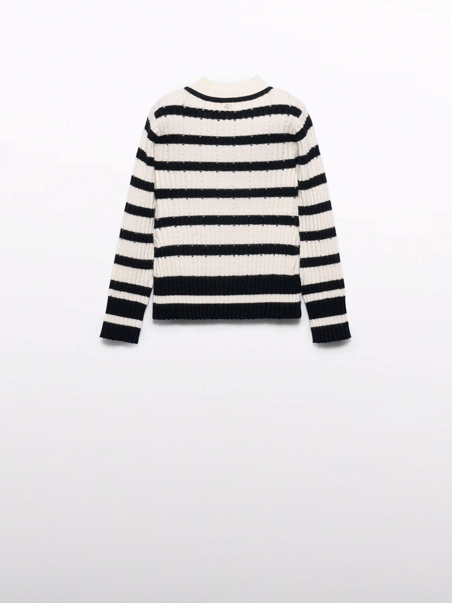 Camisola tricot riscas Preto (Preto)  para Menina - Abel & Lula