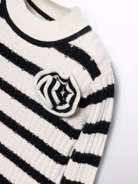 Camisola tricot riscas Preto (Preto)  para Menina - Abel & Lula