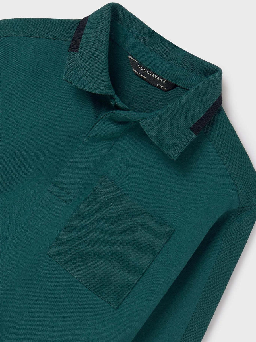 Polo m/comp. contrastes Evergreen (Verde Escuro)  para Menino - Mayoral