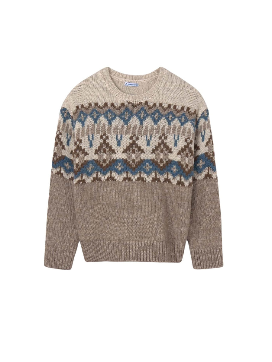 Jersey jacquard Cast. escu (Castanho Escuro)  para Menina - Mayoral