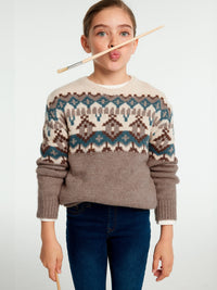 Jersey jacquard Cast. escu (Castanho Escuro)  para Menina - Mayoral