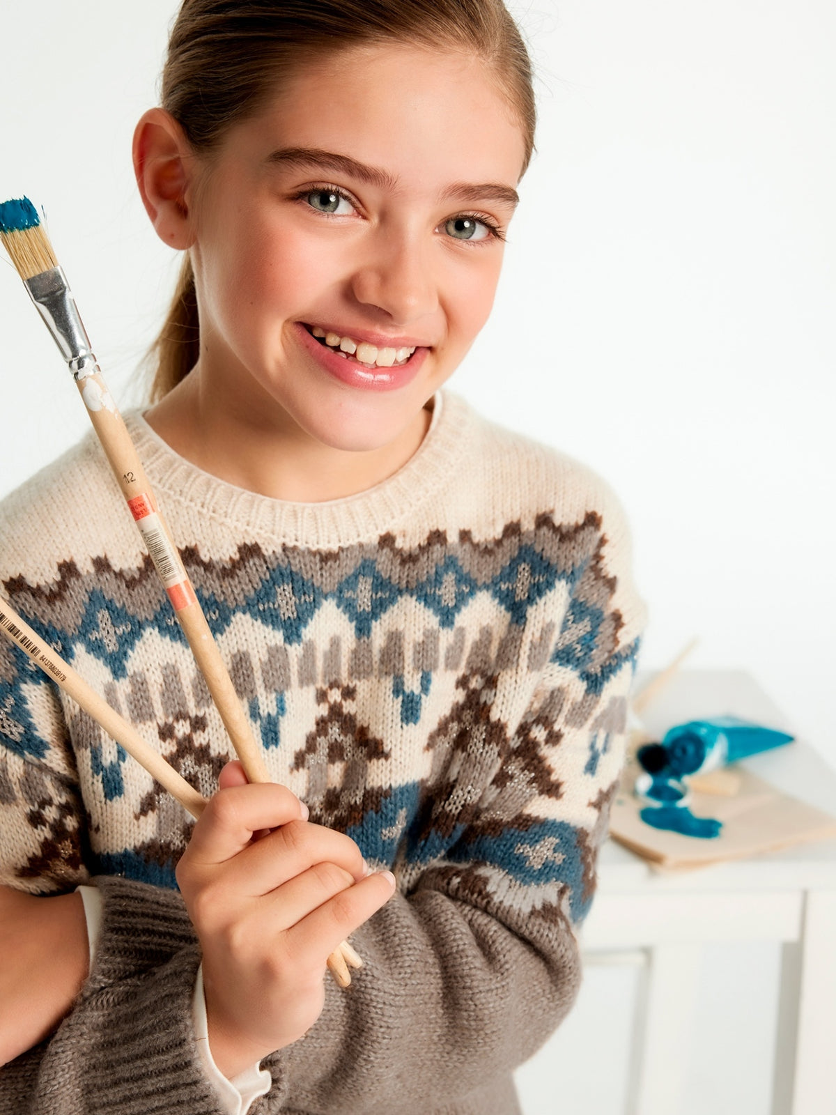 Jersey jacquard Cast. escu (Castanho Escuro)  para Menina - Mayoral