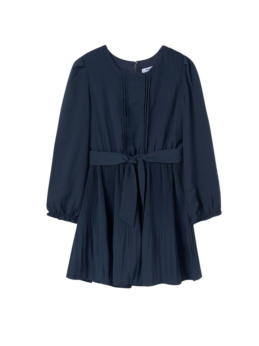 Vestido plissado crepe Azul escur (Marinho)  para Menina - Mayoral