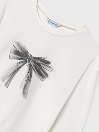Camiseta básica bebé Nata-preto (Creme / Pérola)  para Menina - Mayoral
