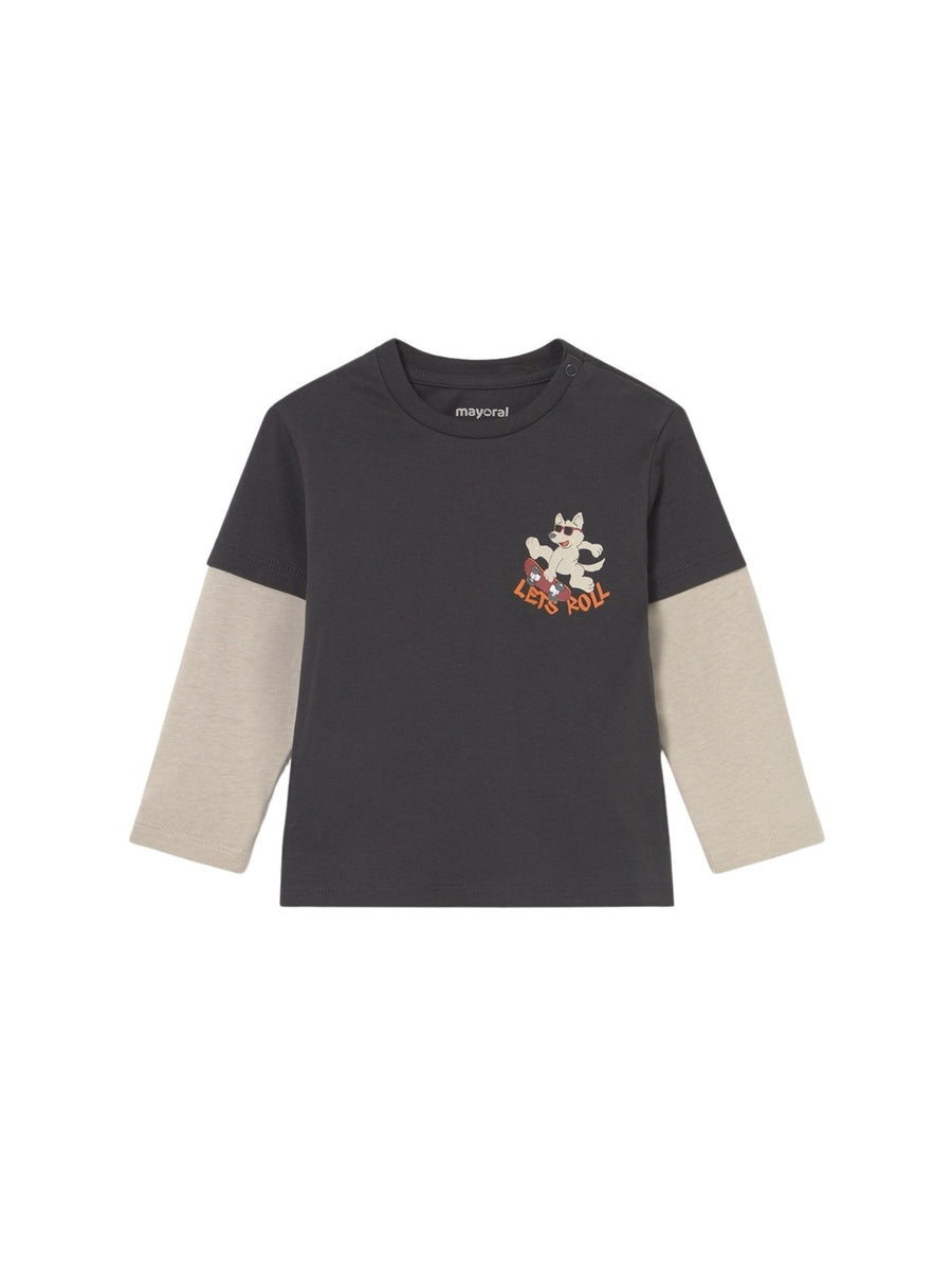 Camiseta dupla manga Sombra (Cinza Escuro)  para Bebé Menino - Mayoral