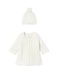 Casaco e gorro tricô Crú (Creme / Pérola)  para Bebé Menina - Mayoral