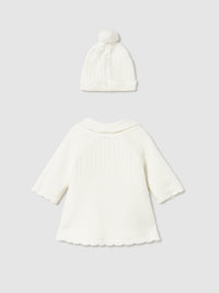 Casaco e gorro tricô Crú (Creme / Pérola)  para Bebé Menina - Mayoral