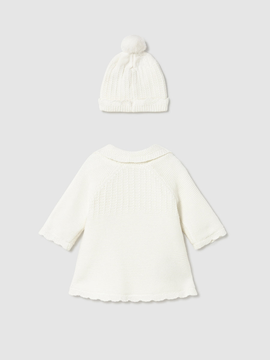 Casaco e gorro tricô Crú (Creme / Pérola)  para Bebé Menina - Mayoral