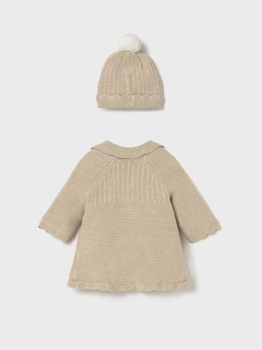 Casaco e gorro tricô Cereal vig (Bege)  para Bebé Menina - Mayoral