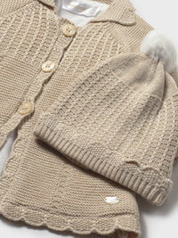 Casaco e gorro tricô Cereal vig (Bege)  para Bebé Menina - Mayoral