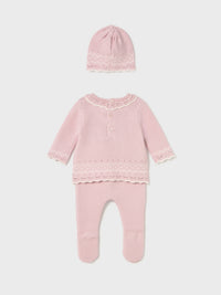 Conj. gola e gorro tricô Quartzo (Rosa)  para Bebé Menina - Mayoral