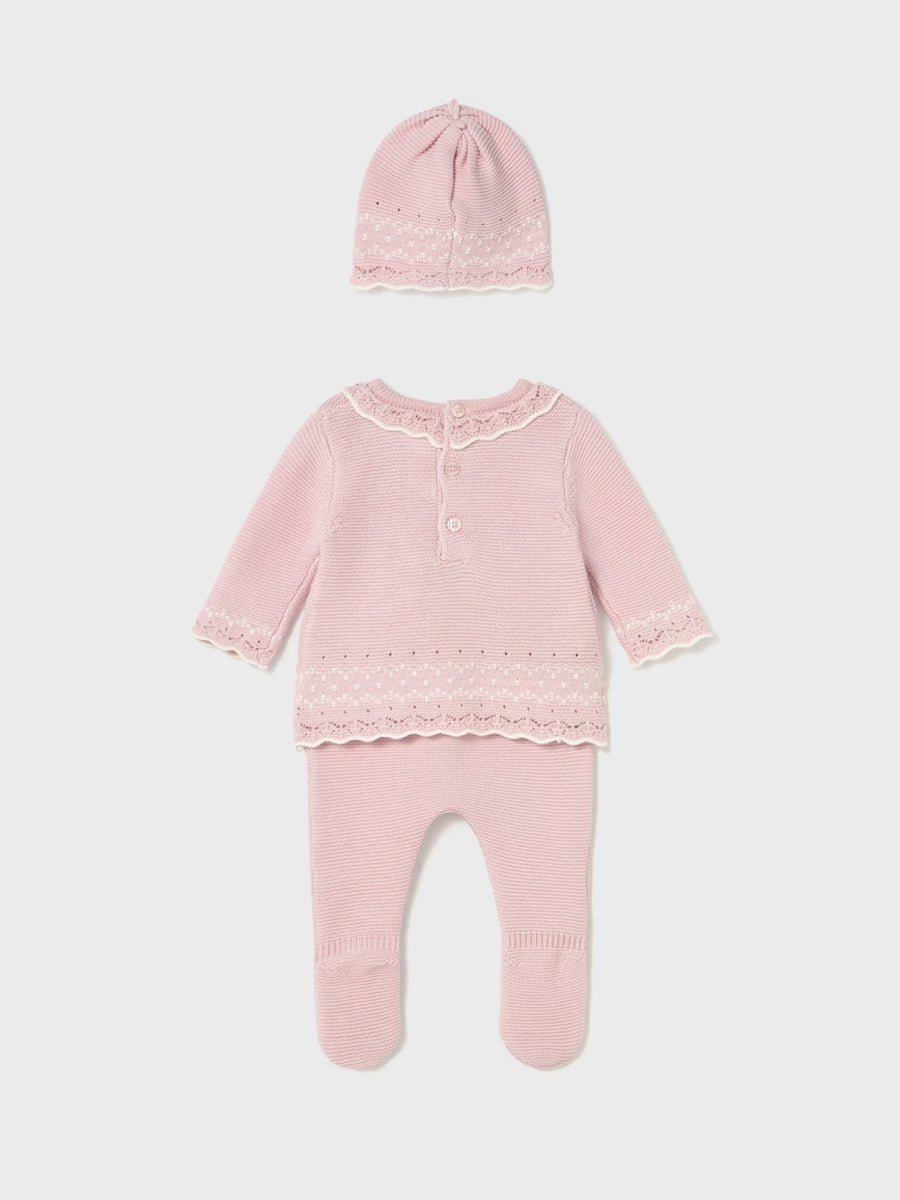 Conj. gola e gorro tricô Quartzo (Rosa)  para Bebé Menina - Mayoral