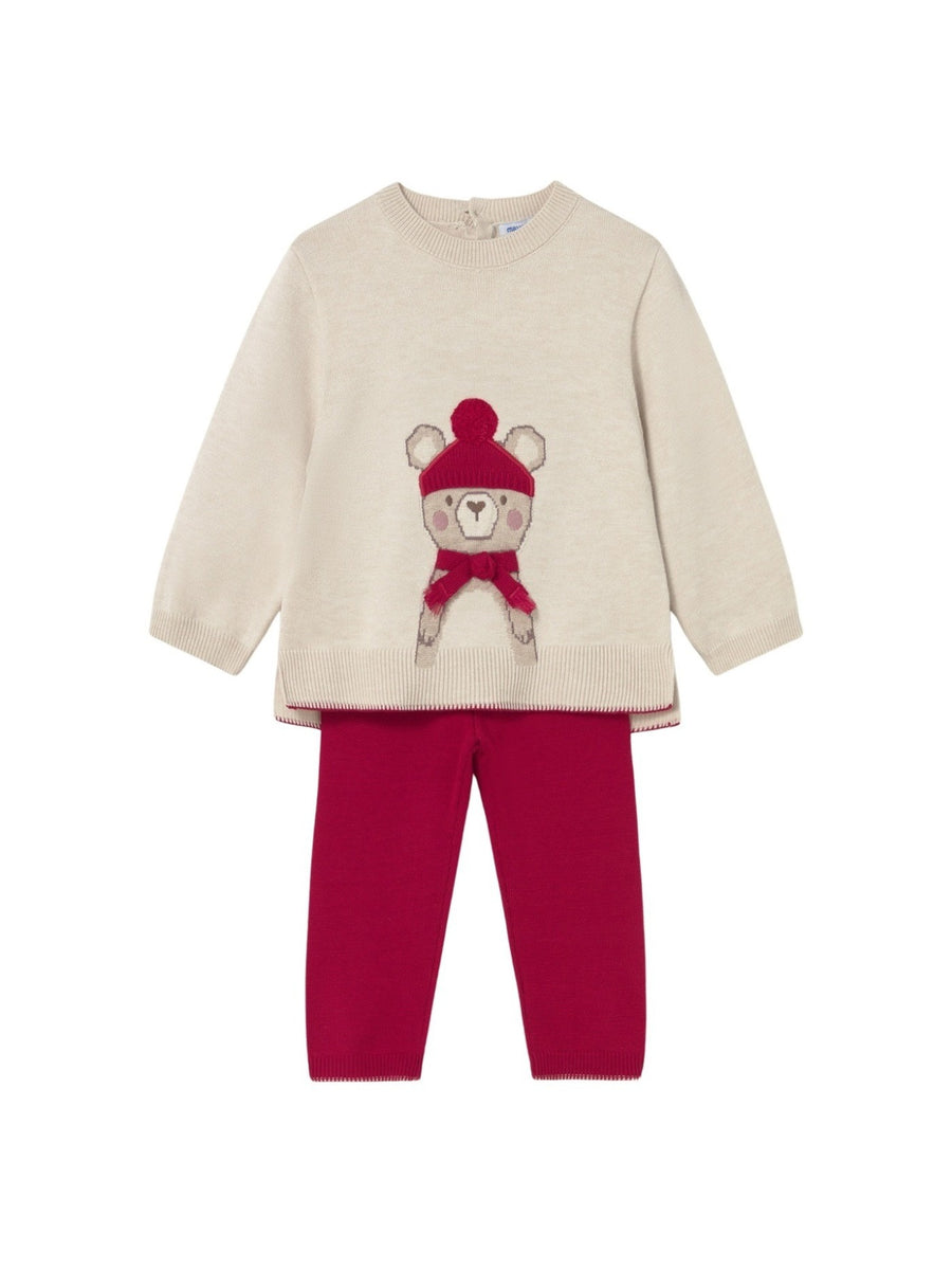 Conj. calça tricot Vermelho (Vermelho)  para Bebé Menina - Mayoral