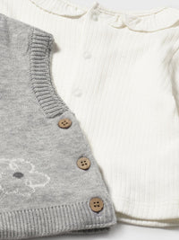 Conj. leggings colete tricô Cinza vig (Cinza)  para Bebé Menina - Mayoral
