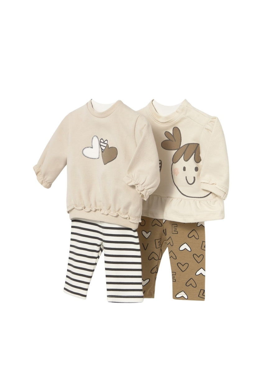 Conj. leggings 4 peças Amendoim (Castanho Claro)  para Bebé Menina - Mayoral