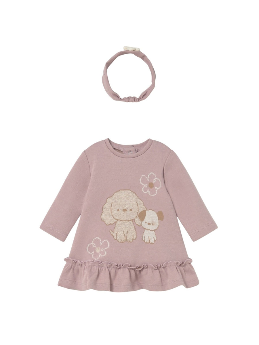 Vestido malha jacquard Rosa claro (Rosa Bébé)  para Bebé Menina - Mayoral