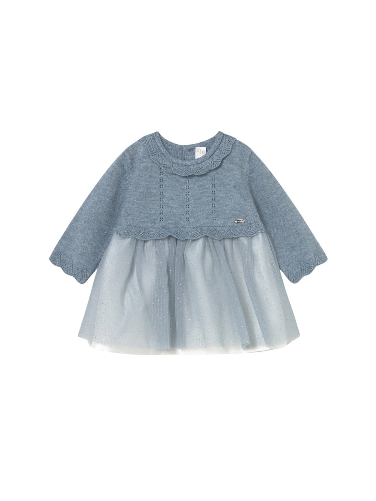 Vestido tricô e tule Lua vigoré (Azul Céu)  para Bebé Menina - Mayoral