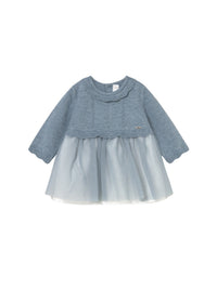 Vestido tricô e tule Lua vigoré (Azul Céu)  para Bebé Menina - Mayoral