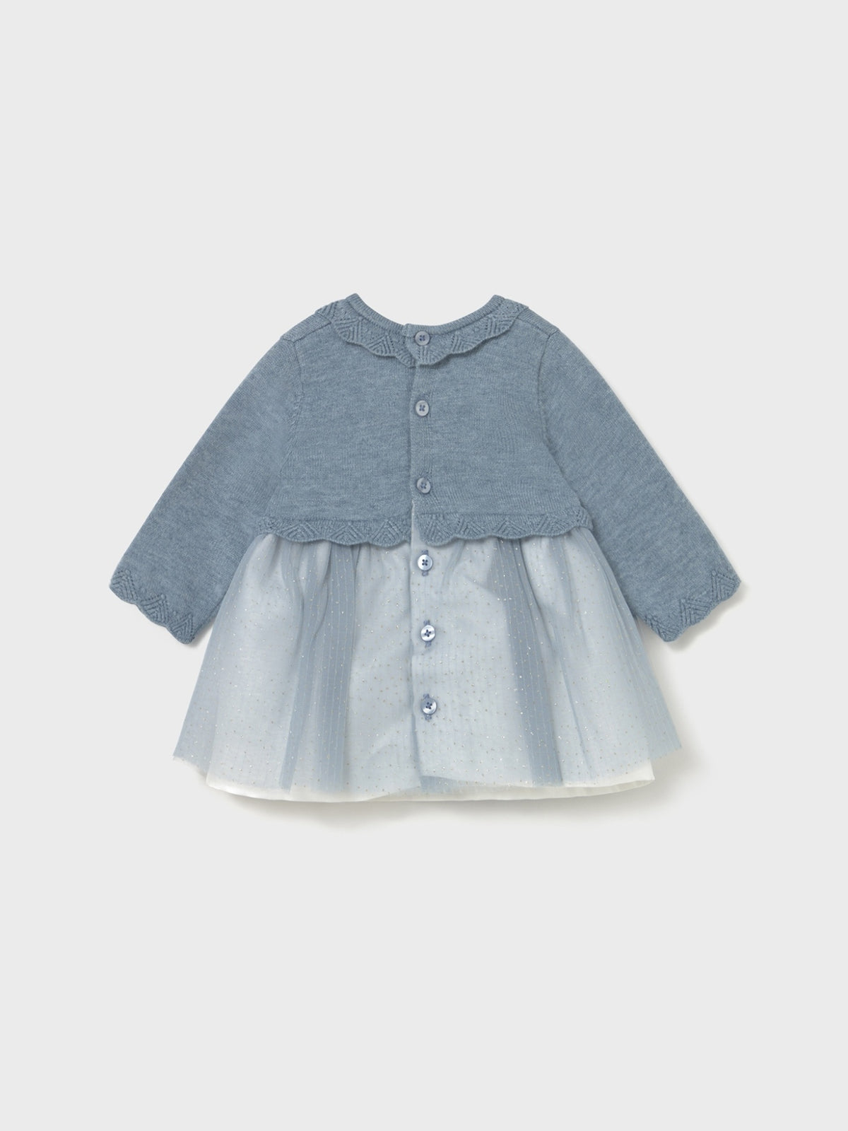 Vestido tricô e tule Lua vigoré (Azul Céu)  para Bebé Menina - Mayoral