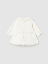 Vestido tricô e tule Crú (Creme / Pérola)  para Bebé Menina - Mayoral