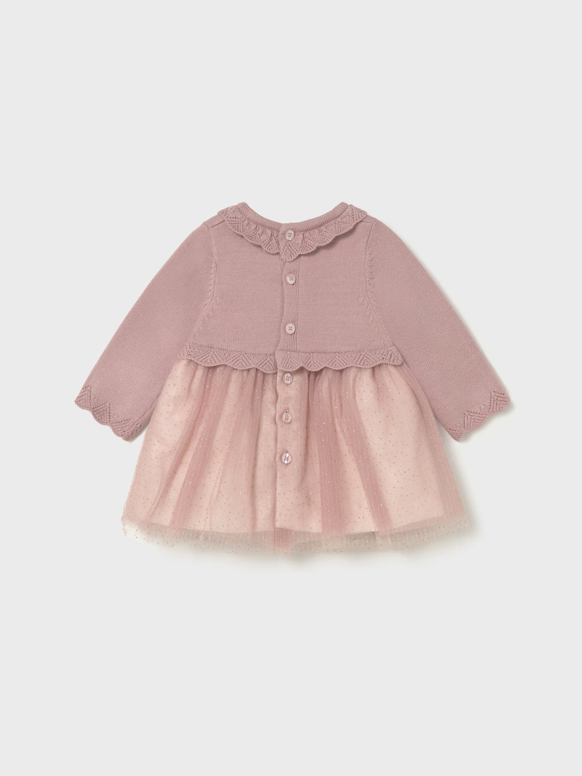 Vestido tricô e tule Rosa claro (Rosa Bébé)  para Bebé Menina - Mayoral