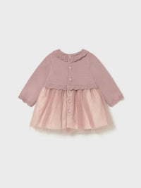 Vestido tricô e tule Rosa claro (Rosa Bébé)  para Bebé Menina - Mayoral