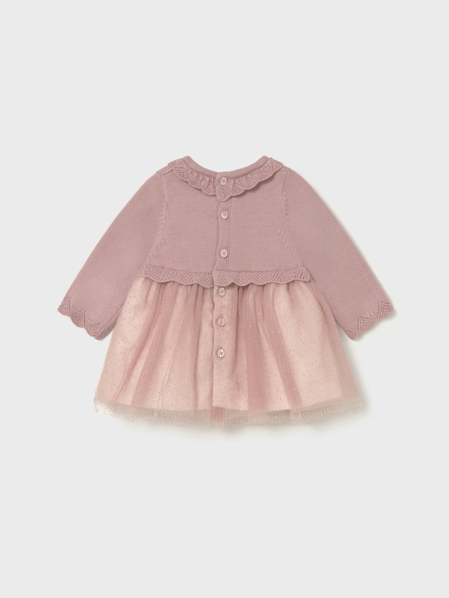 Vestido tricô e tule Rosa claro (Rosa Bébé)  para Bebé Menina - Mayoral