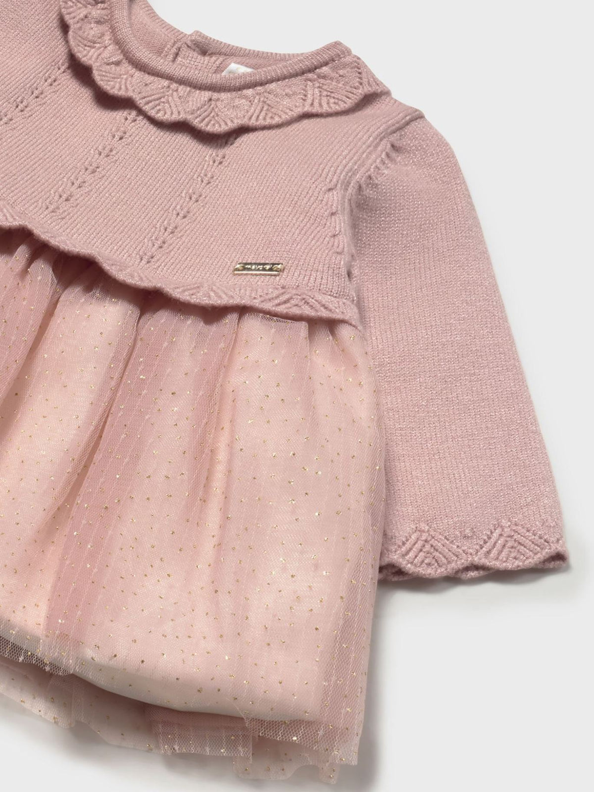 Vestido tricô e tule Rosa claro (Rosa Bébé)  para Bebé Menina - Mayoral