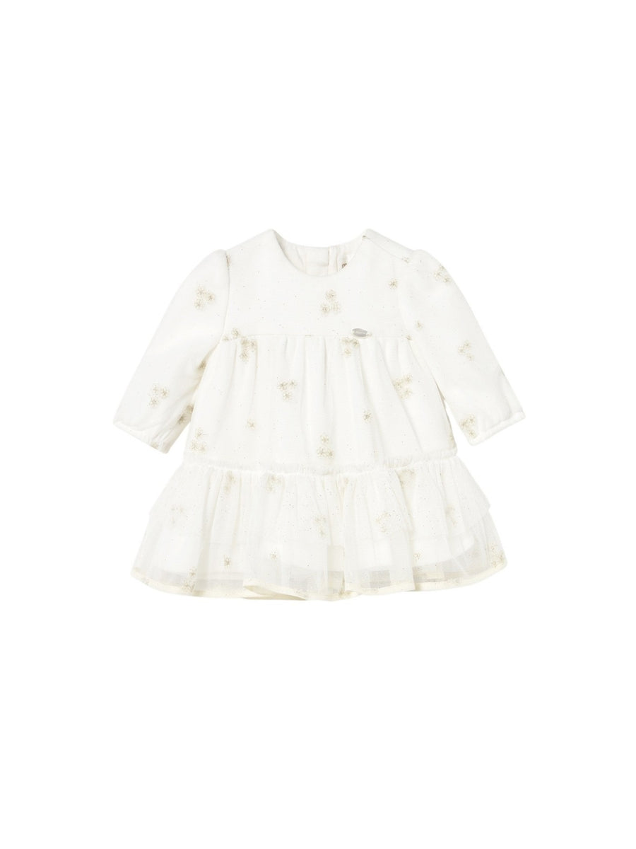 Vestido tule Crú (Creme / Pérola)  para Bebé Menina - Mayoral