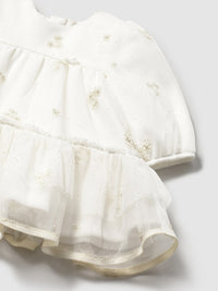 Vestido tule Crú (Creme / Pérola)  para Bebé Menina - Mayoral