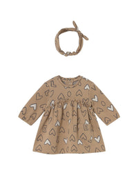 Vestido e bandolete jacquard Amendoim (Castanho Claro)  para Bebé Menina - Mayoral
