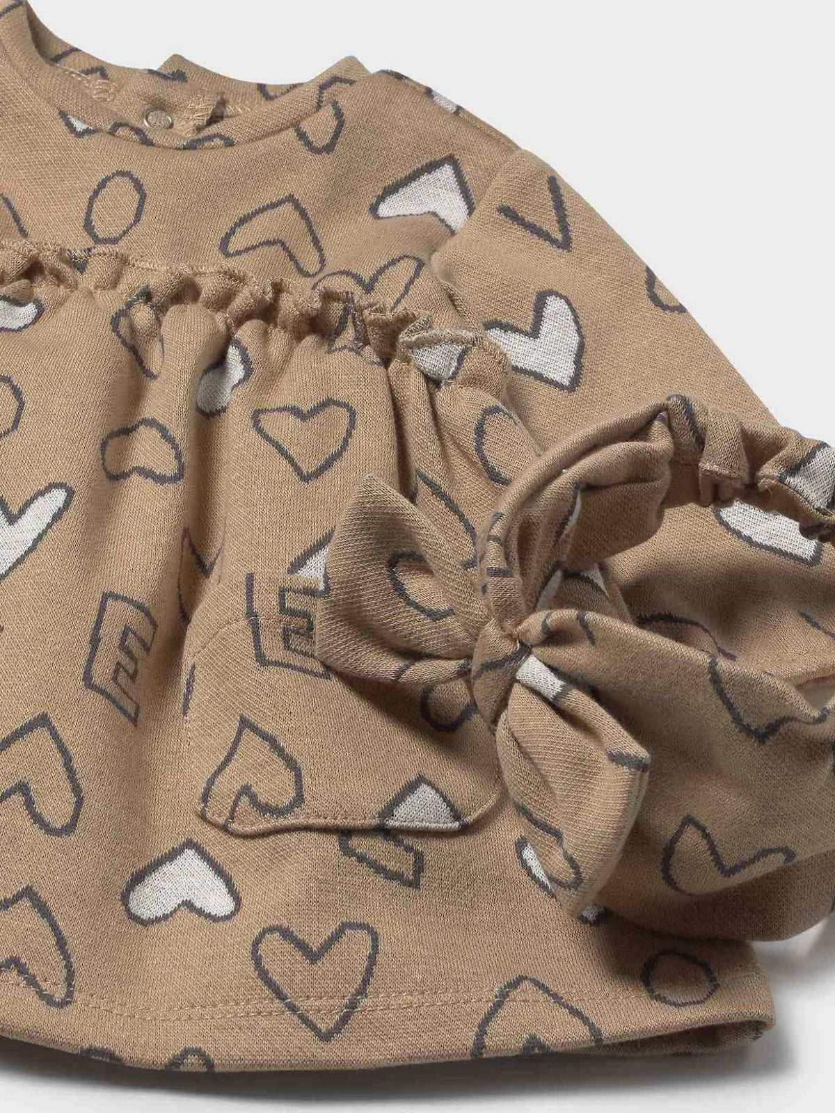 Vestido e bandolete jacquard Amendoim (Castanho Claro)  para Bebé Menina - Mayoral