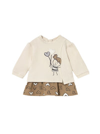 Vestido combinado felpa Cerámica (Creme / Pérola)  para Bebé Menina - Mayoral