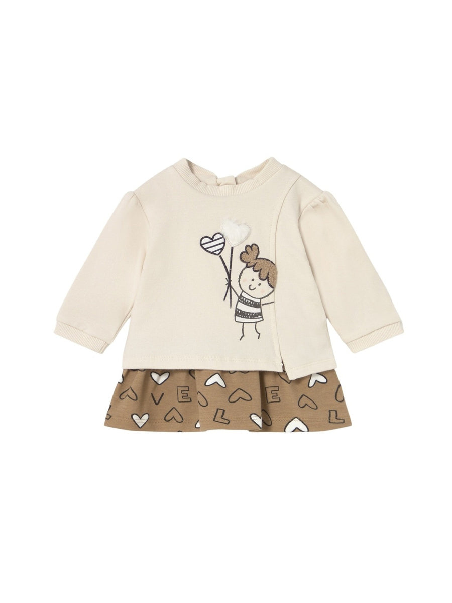 Vestido combinado felpa Cerámica (Creme / Pérola)  para Bebé Menina - Mayoral