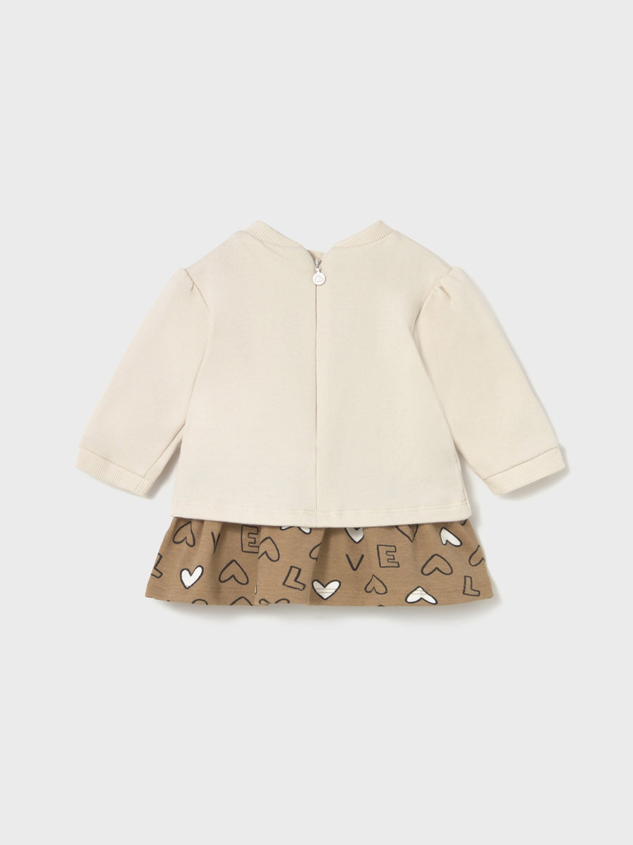 Vestido combinado felpa Cerámica (Creme / Pérola)  para Bebé Menina - Mayoral