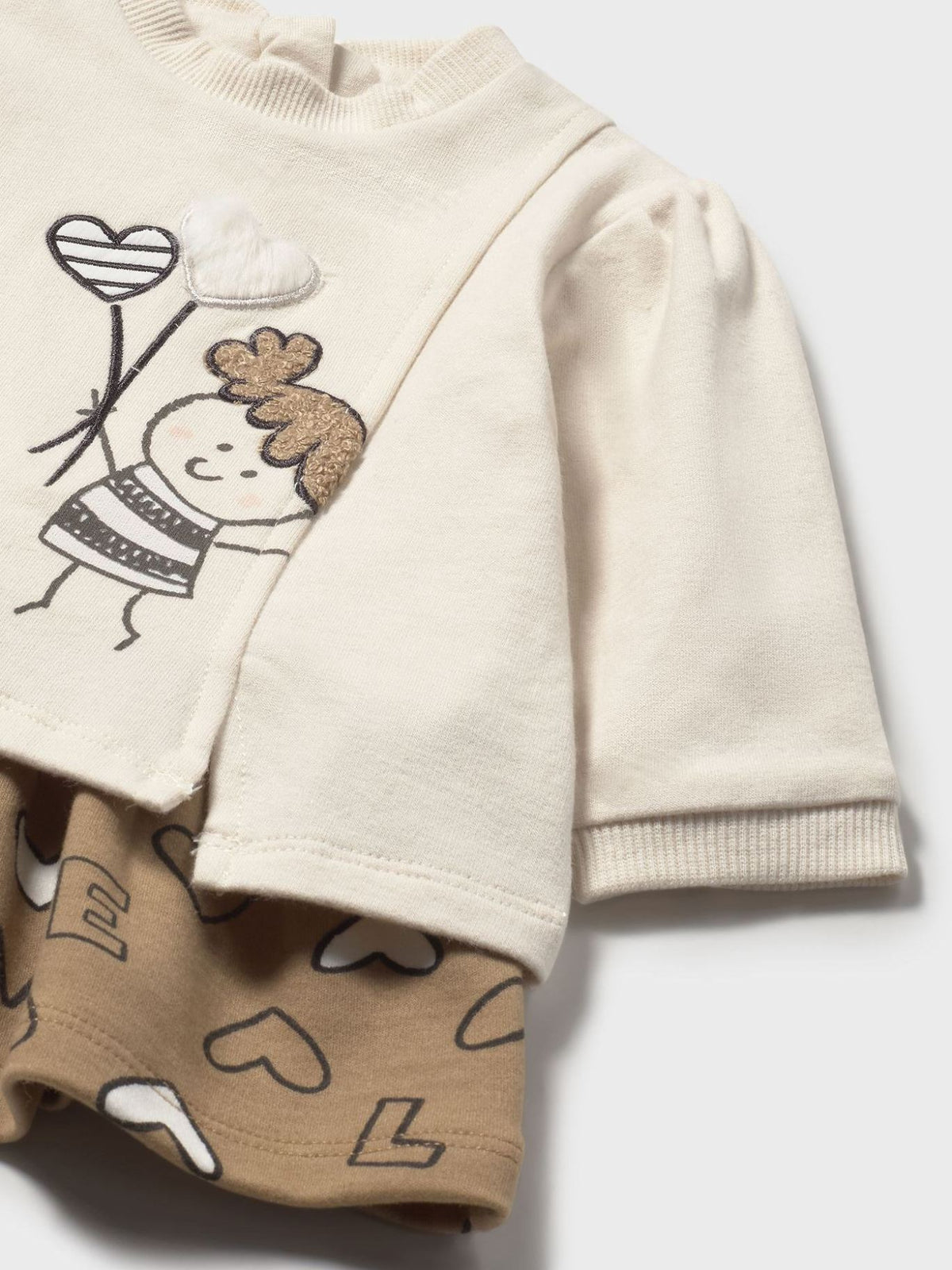 Vestido combinado felpa Cerámica (Creme / Pérola)  para Bebé Menina - Mayoral