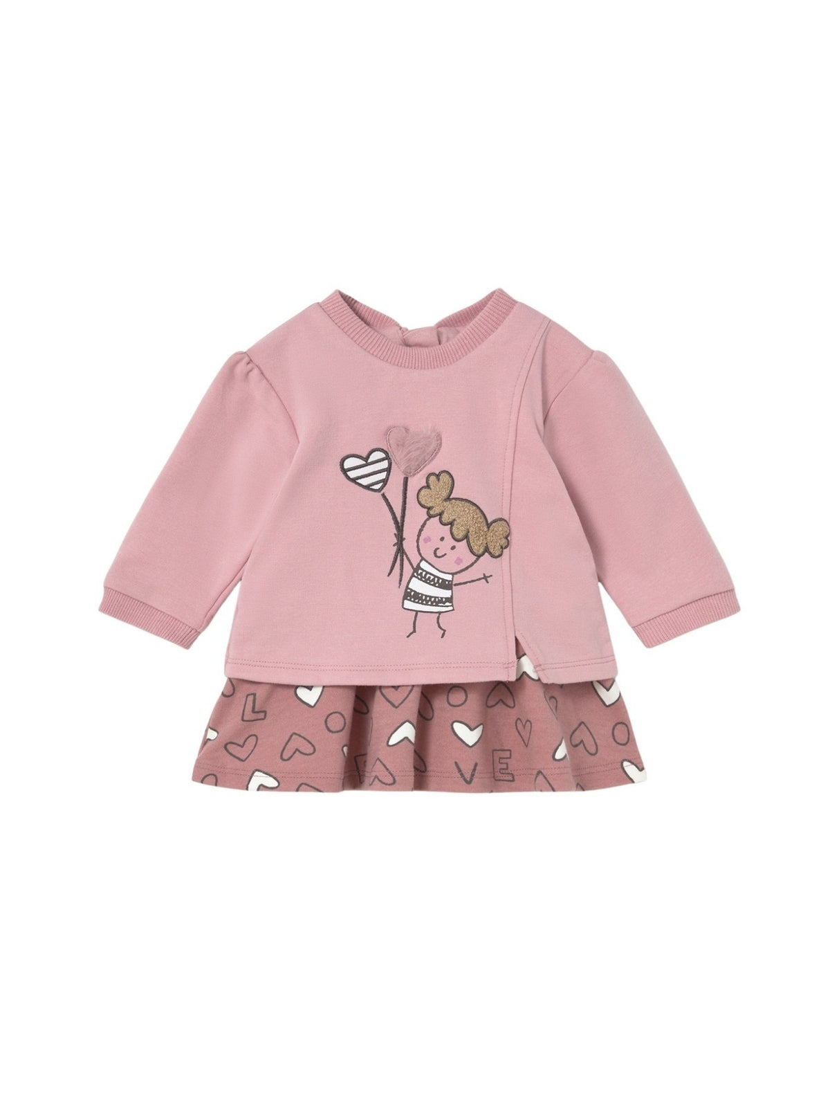 Vestido combinado felpa Orquídea (Rosa)  para Bebé Menina - Mayoral