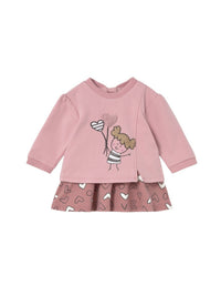 Vestido combinado felpa Orquídea (Rosa)  para Bebé Menina - Mayoral