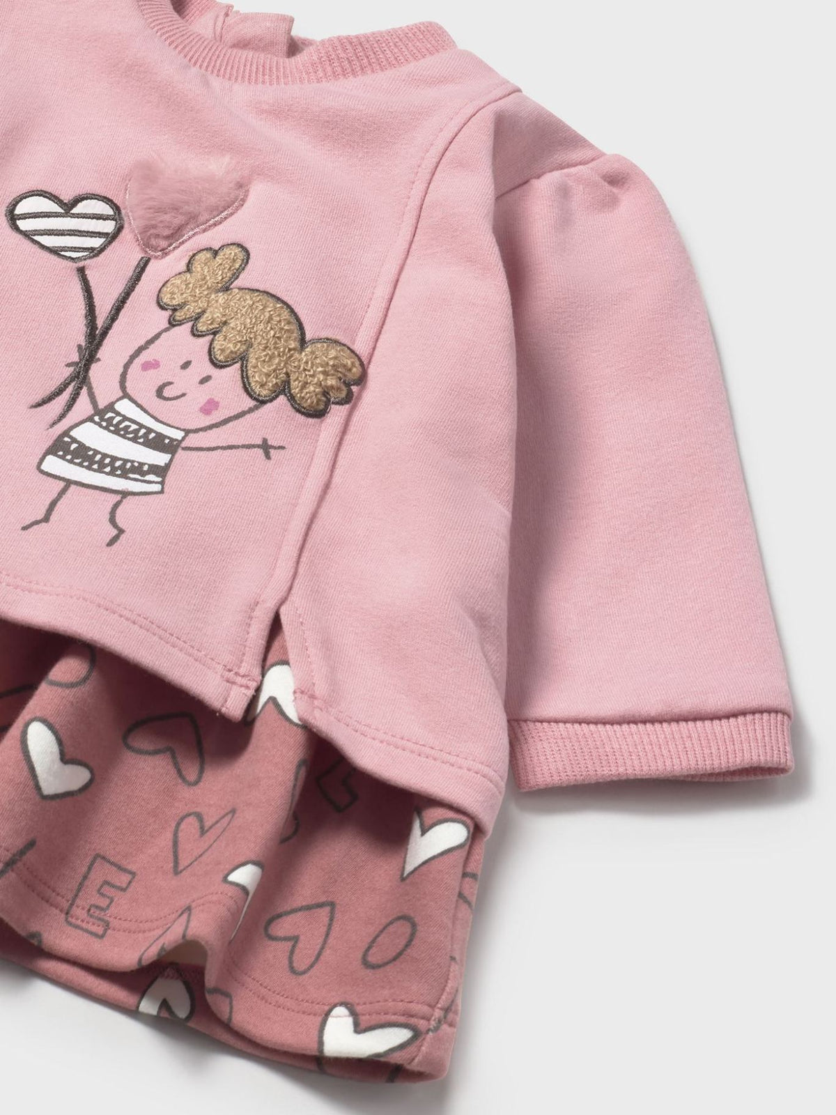 Vestido combinado felpa Orquídea (Rosa)  para Bebé Menina - Mayoral