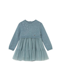 Vestido combinado tricot Blue b mez (Verde Mar)  para Bebé Menina - Mayoral