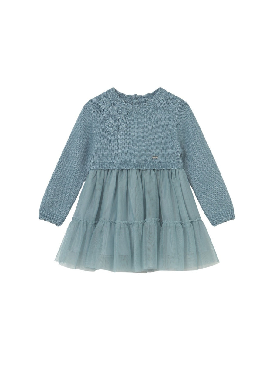 Vestido combinado tricot Blue b mez (Verde Mar)  para Bebé Menina - Mayoral
