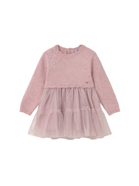 Vestido combinado tricot Quartzo (Rosa)  para Bebé Menina - Mayoral
