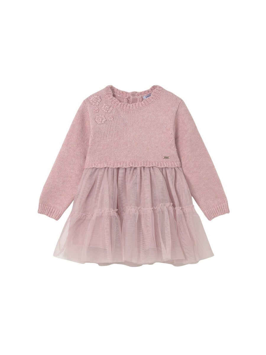 Vestido combinado tricot Quartzo (Rosa)  para Bebé Menina - Mayoral