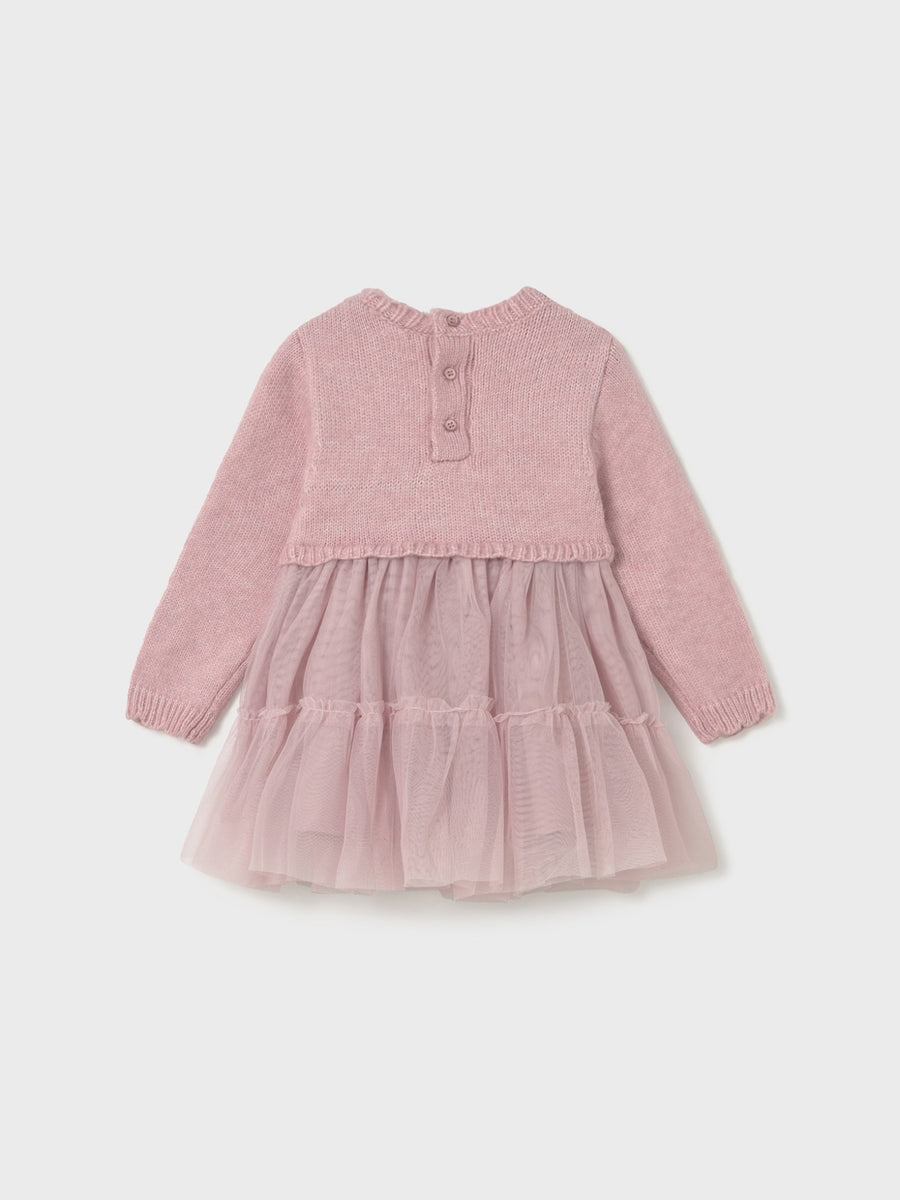 Vestido combinado tricot Quartzo (Rosa)  para Bebé Menina - Mayoral