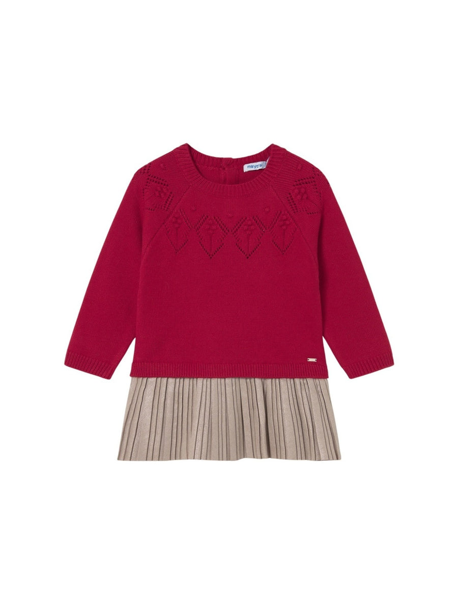 Vestido combinado tricot Vermelho (Vermelho)  para Bebé Menina - Mayoral