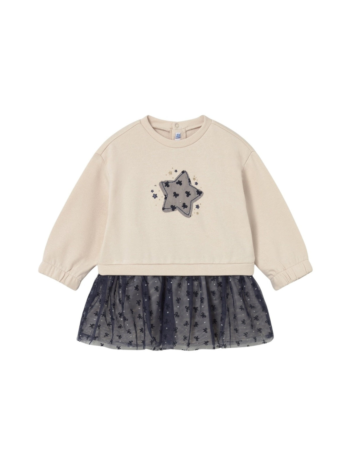 Vestido combinado tule Areia (Bege)  para Bebé Menina - Mayoral