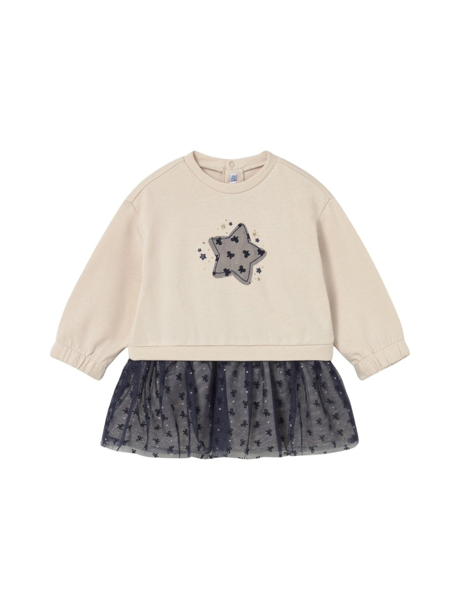 Vestido combinado tule Areia (Bege)  para Bebé Menina - Mayoral