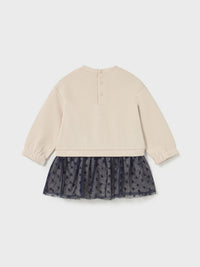Vestido combinado tule Areia (Bege)  para Bebé Menina - Mayoral