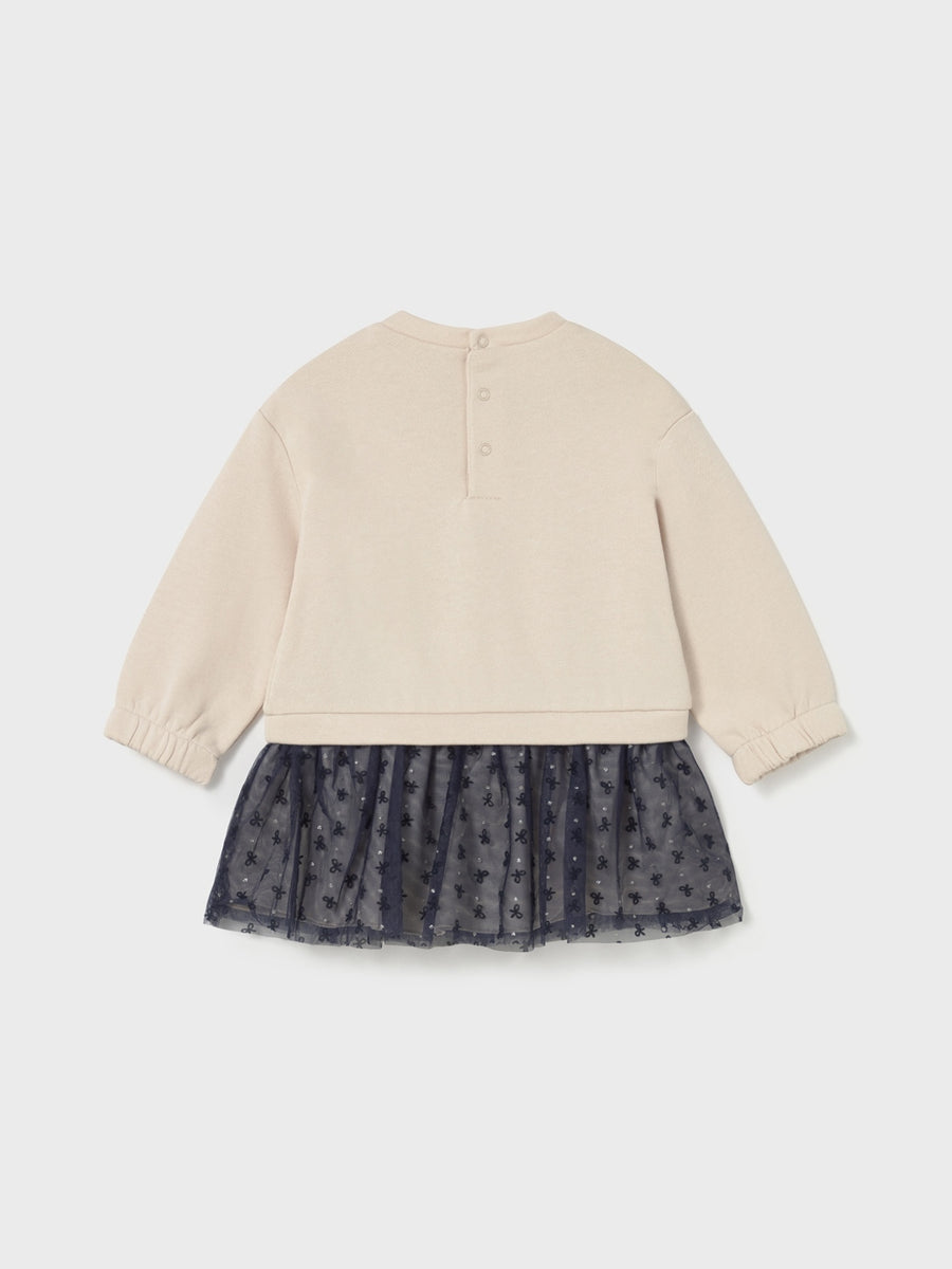 Vestido combinado tule Areia (Bege)  para Bebé Menina - Mayoral